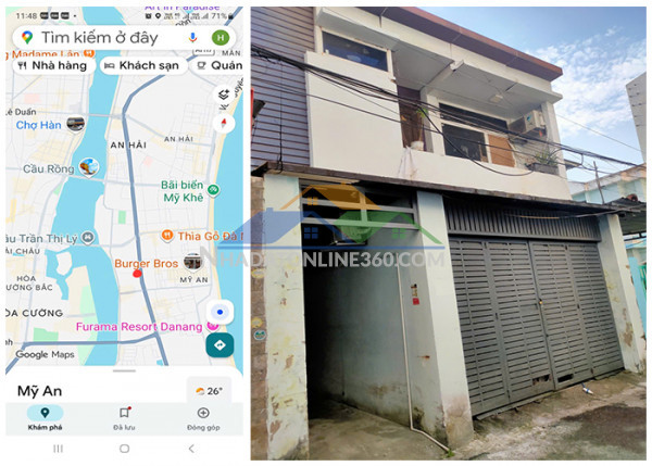 Bán đất 110m² tặng nhà 2 tầng dòng tiền 20tr/tháng, kiệt nhựa ô tô đường ngũ hành sơn, mỹ an, đà nẵng.