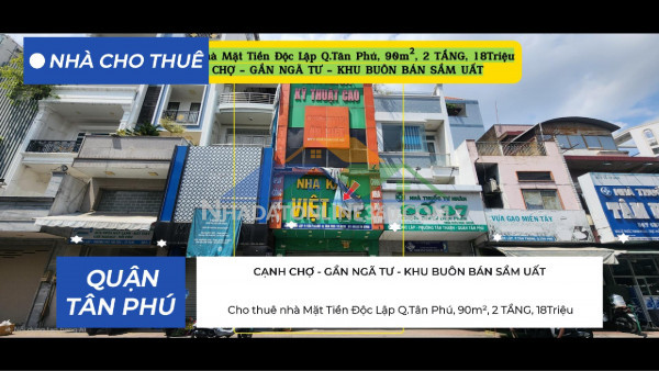 Cho thuê nhà mặt tiền độc lập q.tân phú, 90m², 2tầng, 18triệu