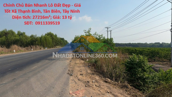 Chính chủ bán nhanh lô đất đẹp - giá tốt xã thạnh bình, tân biên, tây ninh
