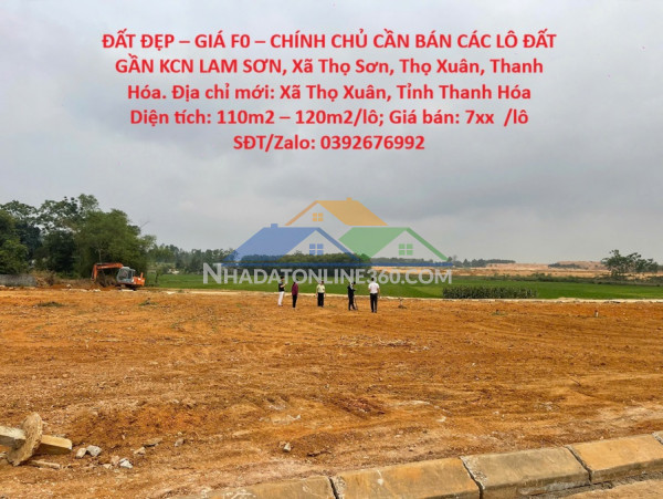 Đất đẹp – giá f0 – chính chủ cần bán các lô đất gần kcn lam sơn, xã thọ sơn, thọ xuân, thanh hóa