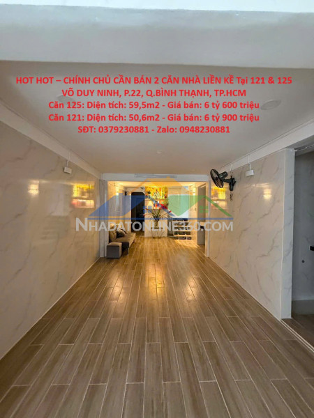Hot hot – chính chủ cần bán 2 căn nhà liền kề tại 121 & 125 võ...