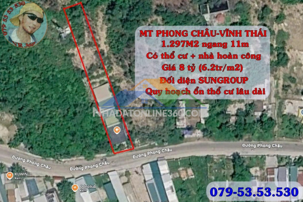 Mặt tiền phong châu tp nha trang 6.2tr/m2 có thổ cư, có nhà hoàn...