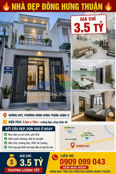 Nhà đẹp đông hưng thuận – giá chỉ 3.5 tỷ