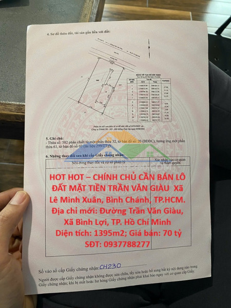 Hot hot – chính chủ cần bán lô đất mặt tiền trần văn giàu ...