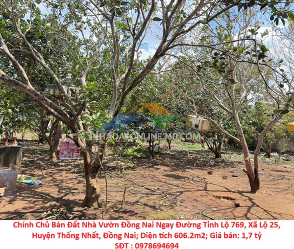 Chính chủ bán đất nhà vườn đồng nai ngay đường tỉnh lộ 769, xã lộ 25, huyện thống nhất, đồng nai