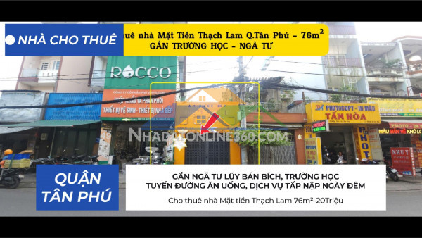 Cho thuê nhà mặt tiền thạch lam q.tân phú 80m², 20triệu - khu dịch vụ sầm uất