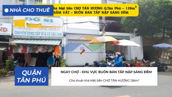 Cho thuê nhà mặt tiền chợ tân hương q.tân phú 126m², 20triệu