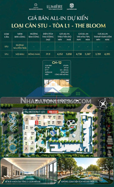 ???? studio cao cấp chỉ từ 3,7 tỷ tại lumière hanoi seasons garden – trung tâm nguyễn trãi