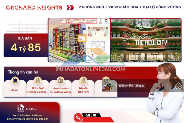 Orchard heights - chỉ 1 tỷ 500 triệu, công chứng, sang tên ngay căn 2pn + mt đại lộ hùng vương