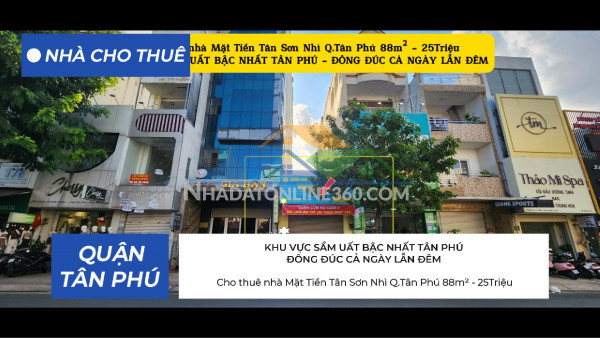 Cho thuê nhà mặt tiền tân sơn nhì q.tân phú 88m², 25triệu, khu...