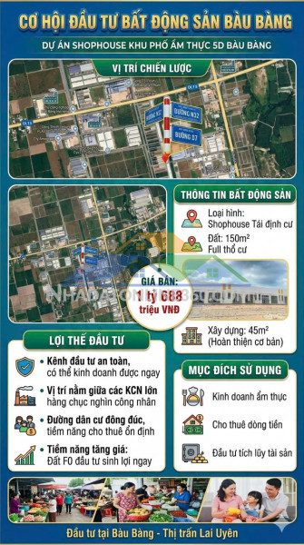 Shophouse khu phố ẩm thực 5d bàu bàng, bình dương - vừa ở vừa...