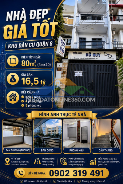 SỞ HỮU NGAY NHÀ GIÁ TỐT TRUNG TÂM PHƯỜNG 4 QUẬN 8 GIÁ 16.5 TỶ