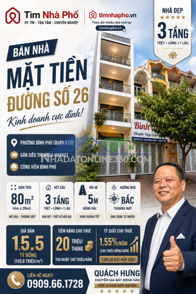 Bán nhà mt đường số 26 bình phú quận 6 - 3 tầng - hđt cao - chỉ 15.5 tỷ - timnhapho
