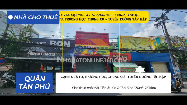 Cho thuê nhà mặt tiền âu cơ q.tân bình 130m², 25triệu, cạnh trường học, chung cư