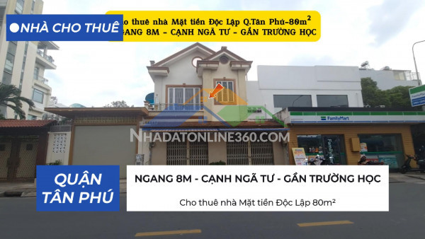 Cho thuê nhà mặt tiền độc lập 80m²,1lầu- ngang 8m - gần...