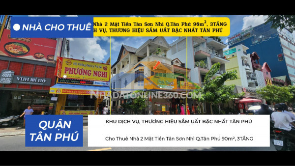 Cho thuê nhà 2 mặt tiền tân sơn nhì q.tân phú 90m², 3tầng, khu...