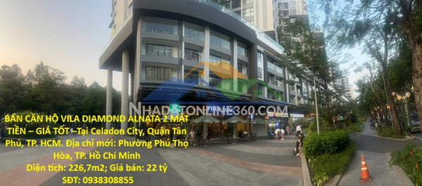 Bán căn hộ vila diamond alnata 2 mặt tiền – giá tốt –tại...