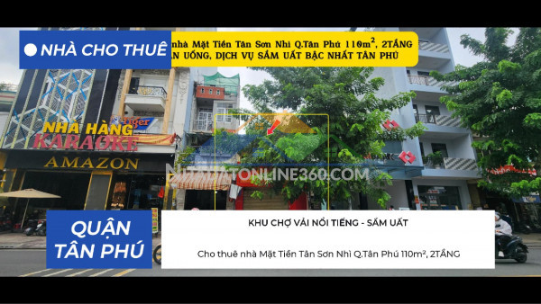 Cho thuê nhà mặt tiền tân sơn nhì q.tân phú 110m², 2tầng, khu ăn...
