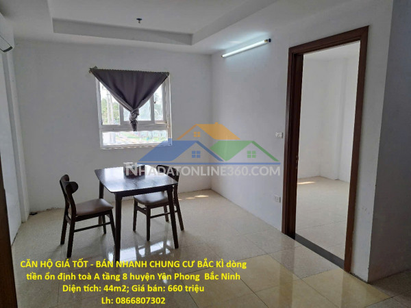 Căn hộ giá tốt - bán nhanh chung cư bắc kì dòng tiền ổn định toà a tầng 8 huyện yên phong  bắc ninh