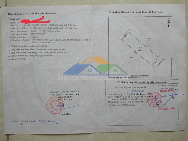 Hot hot – chính chủ cần bán lô đất – giá tốt – tại xóm đức vinh, x. hưng lộc, tp. vinh, nghệ an