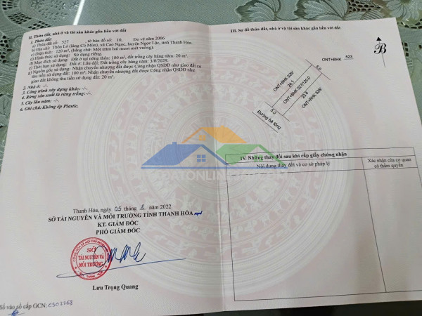 Hot hot – chính chủ cần bán lô đất -giáp thị trấn ngọc lặc tại xã cao ngọc, ngọc lặc, thanh hóa