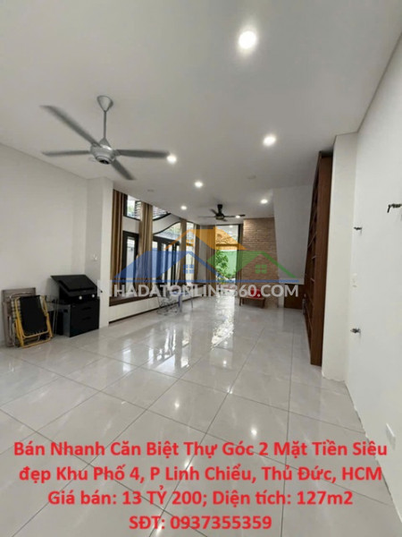 Bán nhanh căn biệt thự góc 2 mặt tiền siêu đẹp khu phố 4, p linh chiểu, thủ đức, hcm