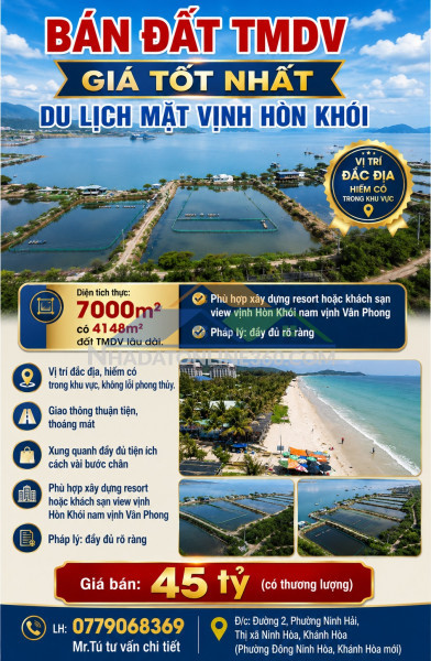 Bán đất tmdv giá tốt nhất du lịch mặt vịnh hòn khói