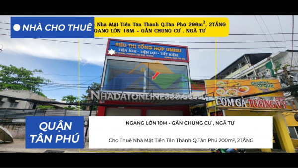 Cho thuê nhà mặt tiền tân thành q.tân phú 200m², 2tầng, cạnh...