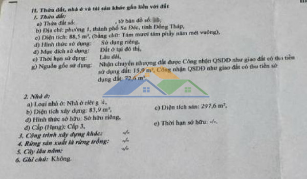 Bán nhà gần bến xe- p2- tp sa đéc đt. 49m2 (7x8m), 2pn, h.tây bắc,...
