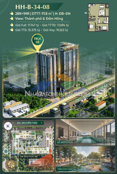 ???? căn góc 2pn+1mr 97.8m² hh-b-34-08  không gian sống lumière hiếm có giữa lòng seasons garden