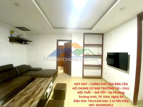 Hot hot – chính chủ cần bán căn hộ chung cư kim trường thi – full nội thất – giá tốt –tại p.trường vinh, tp. vinh, nghệ an