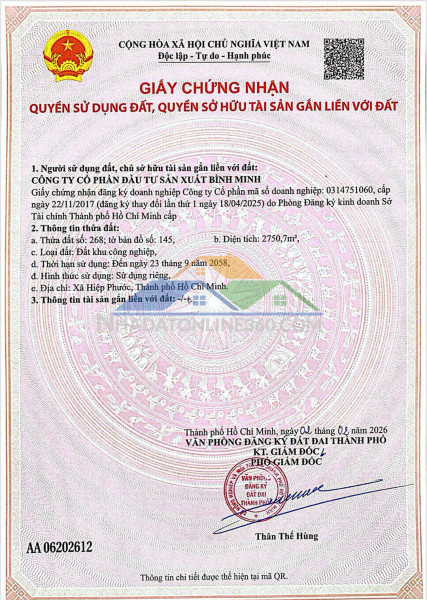 Bán nhà xưởng,đã có sổ đỏ, đường 19a kcn hiệp phước giai...