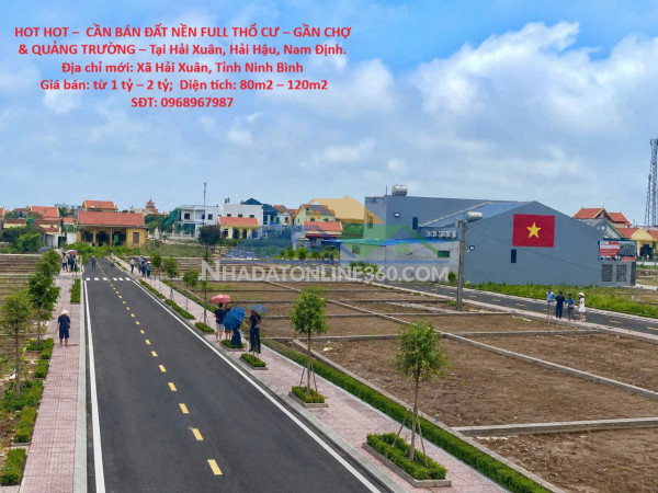Hot hot –  cần bán đất nền full thổ cư – gần chợ & quảng trường – tại hải xuân, hải hậu, nam định