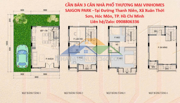 Cần bán 3 căn nhà phố thương mại vinhomes saigon park –tại đ. thanh niên, x.xuân thới sơn, hóc môn