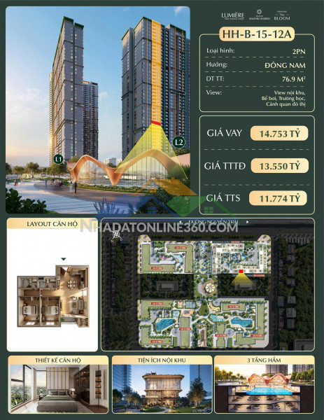 2pn hướng đông nam tại masterise cao xà lá