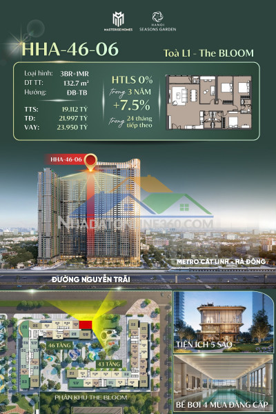 4pn residence – tầm nhìn toàn cảnh thành phố ở nguyễn trãi - hanoi seasons garden