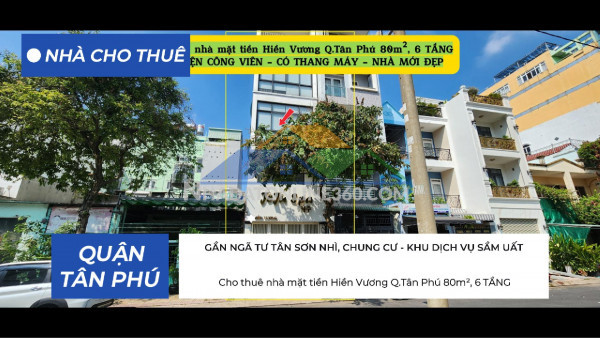 Cho thuê nhà mặt tiền hiền vương q.tân phú 80m², 6 tầng