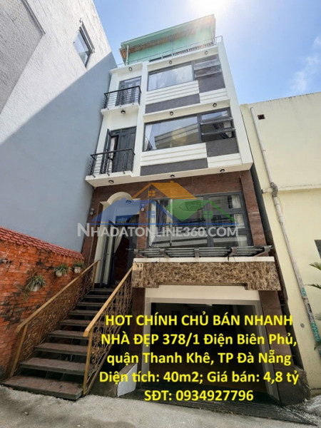 Hot chính chủ bán nhanh nhà đẹp 4 tầng 1 tum  ngay trung tâm quận thanh khê, tp đà nẵng