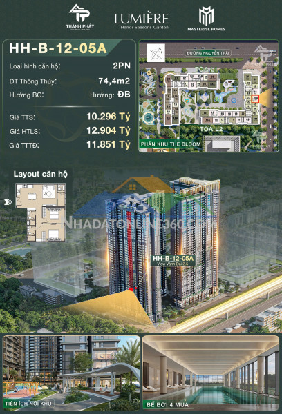 ???? căn 1pn view công viên nội khu 53m² tại lumière hanoi seasons garden  hướng đông nam được ưa chuộng