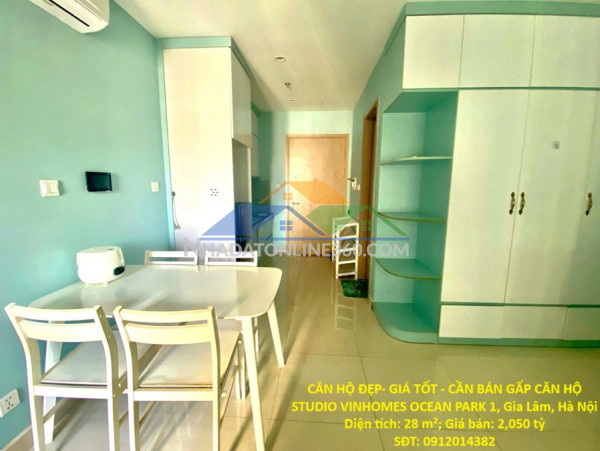 Căn hộ đẹp- giá tốt - cần bán gấp căn hộ studio vinhomes ocean park 1 gia lâm, hà nội