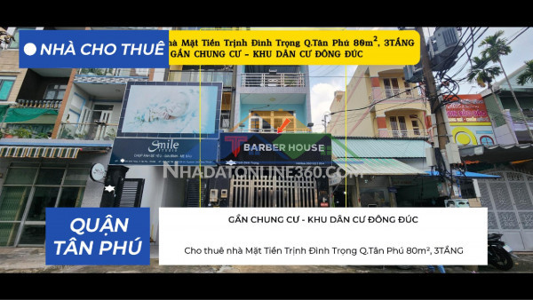 Cho thuê nhà mặt tiền trịnh đình trọng q.tân phú 80m²,3tầng -...