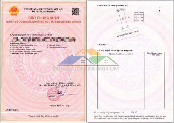Bán đất mặt tiền thành thái, hk trần phú cũ, tp quảng ngãi, hướng nam, giá 2,6 tỷ