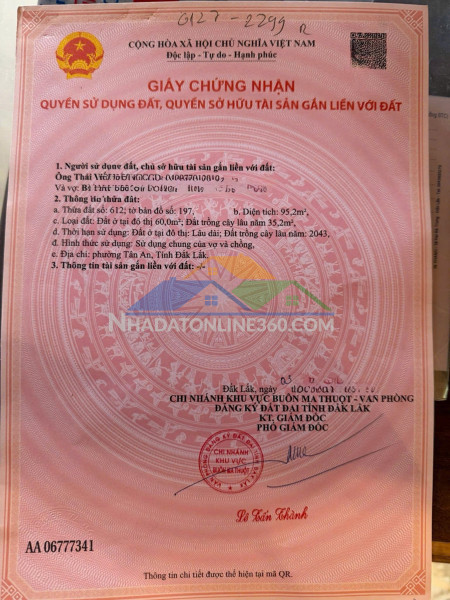 Hot hot – chính chủ cần bán 3 lô đất liền kề tại đường phạm ngũ thứ, p.tân an, tp.buôn ma thuột, đắk lắk
