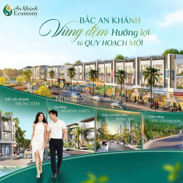 Lô liền kề 109m², tọa lạc ngay trong kđt bắc an khánh, đường rộng 36m, vị trí trung tâm kđt.