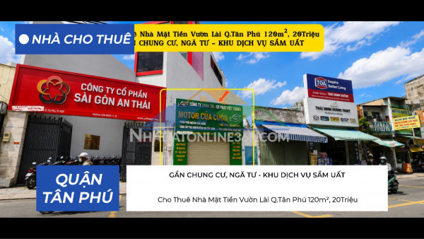 Cho thuê nhà mặt tiền vườn lài q.tân phú 120m², 20triệu - gần chung cư - khu dịch vụ
