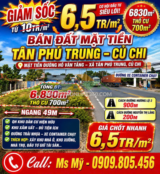 Cắt lỗ hơn 23 tỷ – 6.830m² mặt tiền hồ văn tắng chỉ 6,5 triệu/m²
