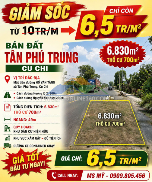 Mặt tiền ba sa, tân an hội – full thổ cư 534m² – giá chỉ 12,9 triệu/m²