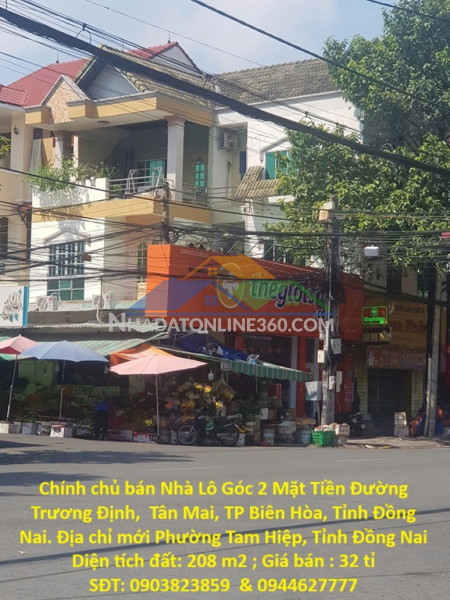 Chính chủ bán nhà lô góc 2 mặt tiền đường trương định, ...