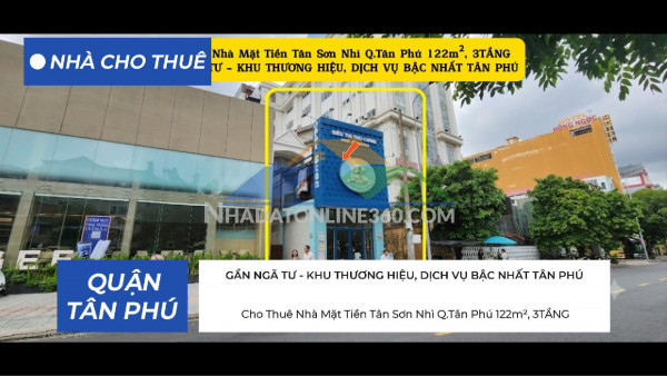 Cho thuê nhà mặt tiền tân sơn nhì q.tân phú 122m², 3tầng - gần ngã tư - khu thương hiệu, dịch vụ