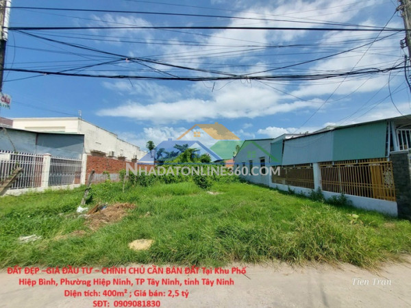 Đất đẹp –giá đầu tư – chính chủ cần bán đất tại khu phố hiệp bình, phường hiệp ninh, tp tây ninh, tỉnh tây ninh